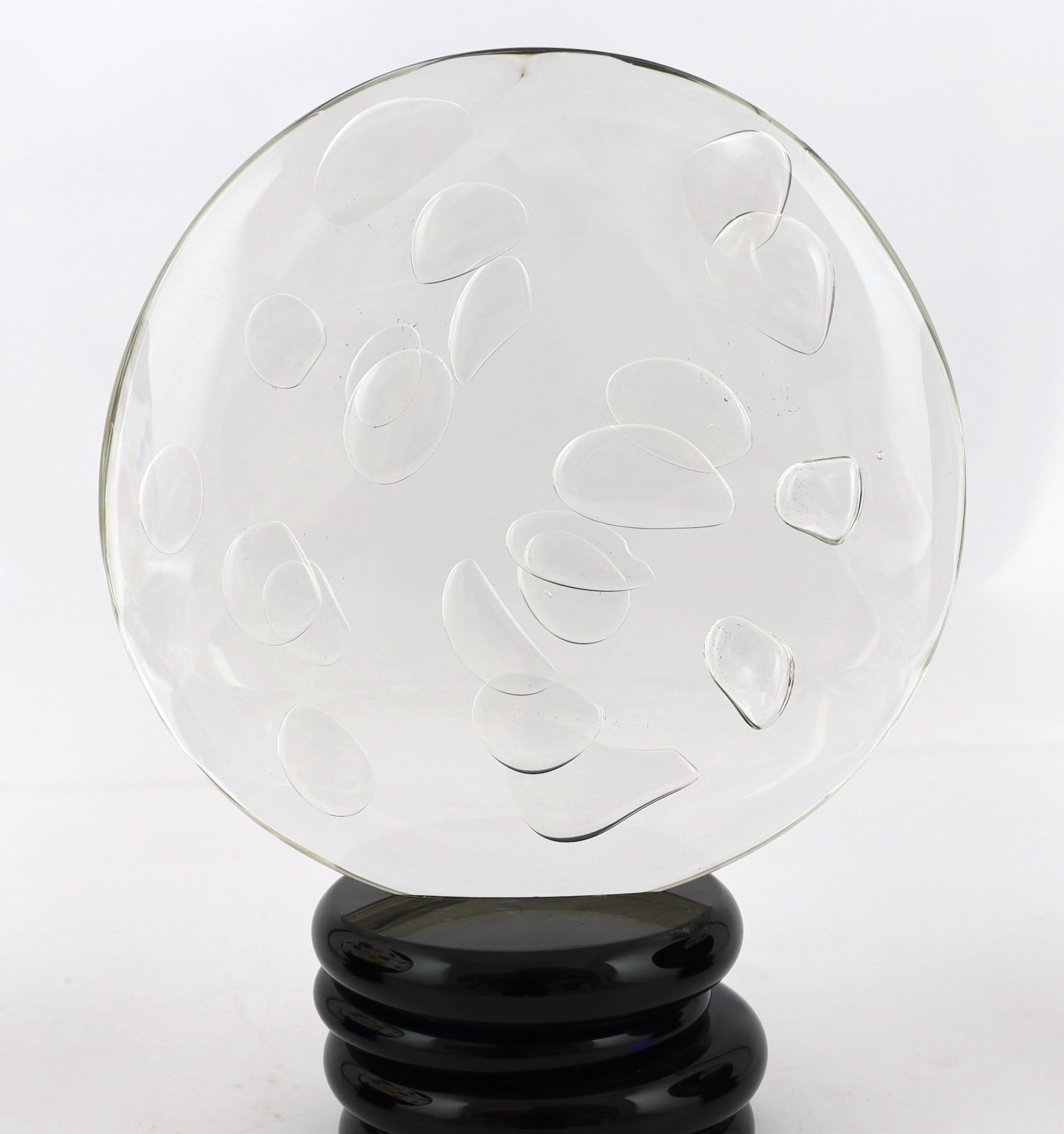 Pierpaolo Seguso, a set of three Murano disc shaped art glass sculptures